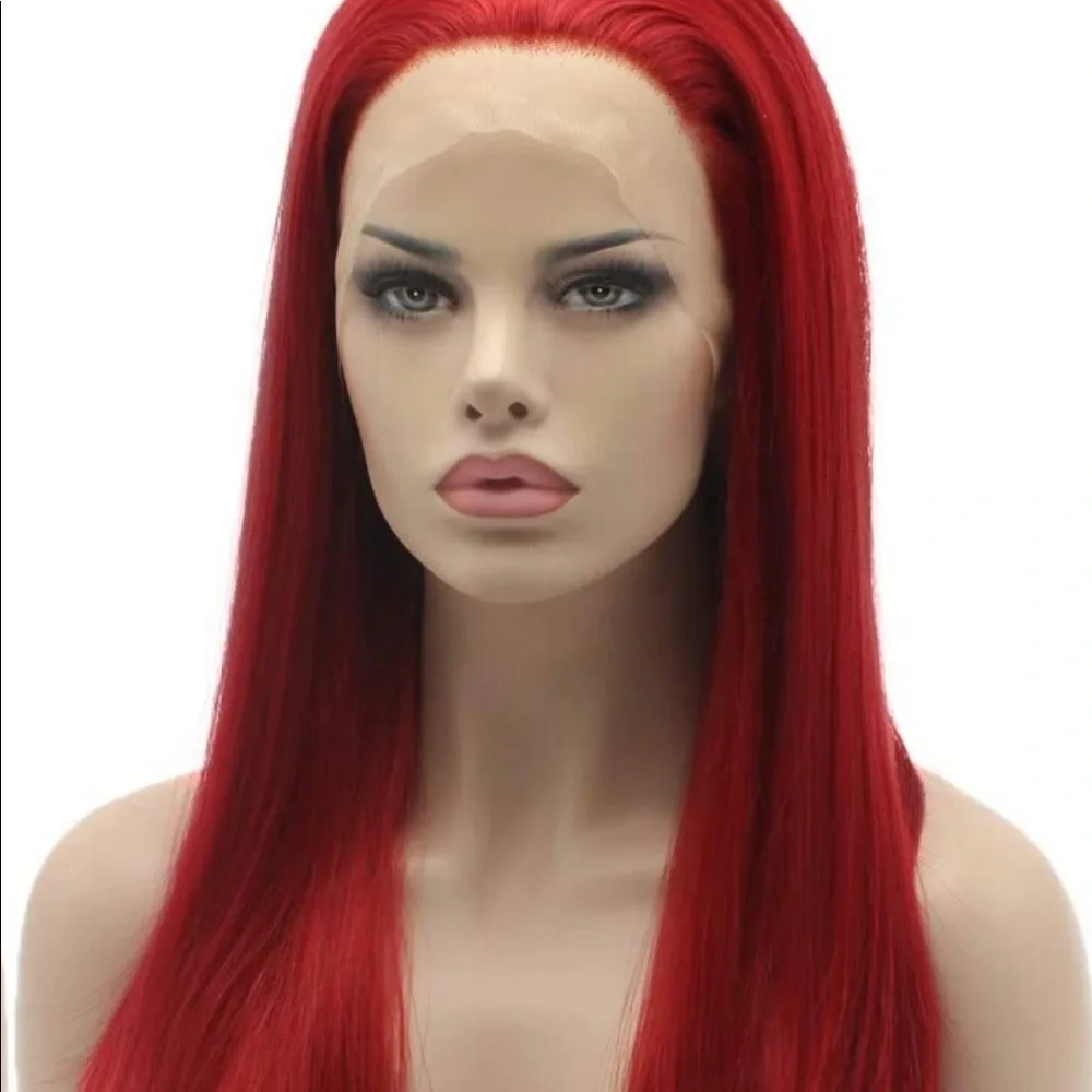 - 22” RED STRAIGHT  LACE FRONT WIG  *NEW*